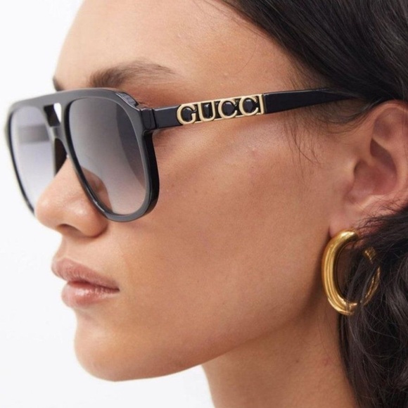 NEW GUCCI GG1188S 002 BLACK UNISEX AVIATOR SUNGLASSES GUCCI GG 1188S 002 - Picture 4 of 16